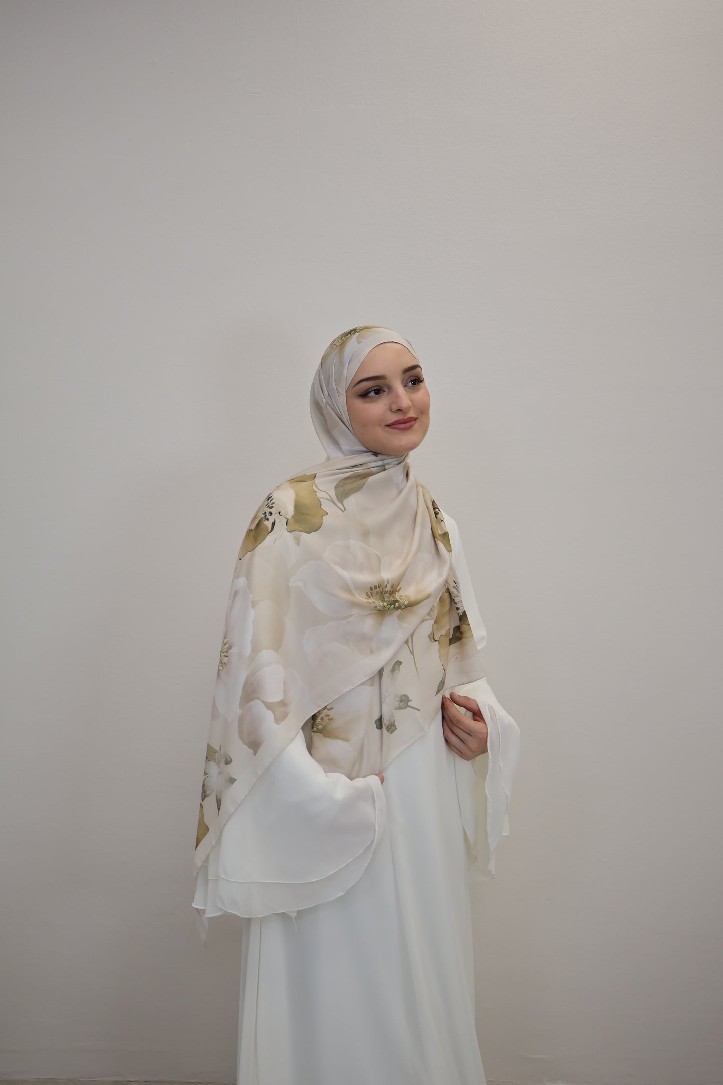 Satin Scarf Grün/Beige