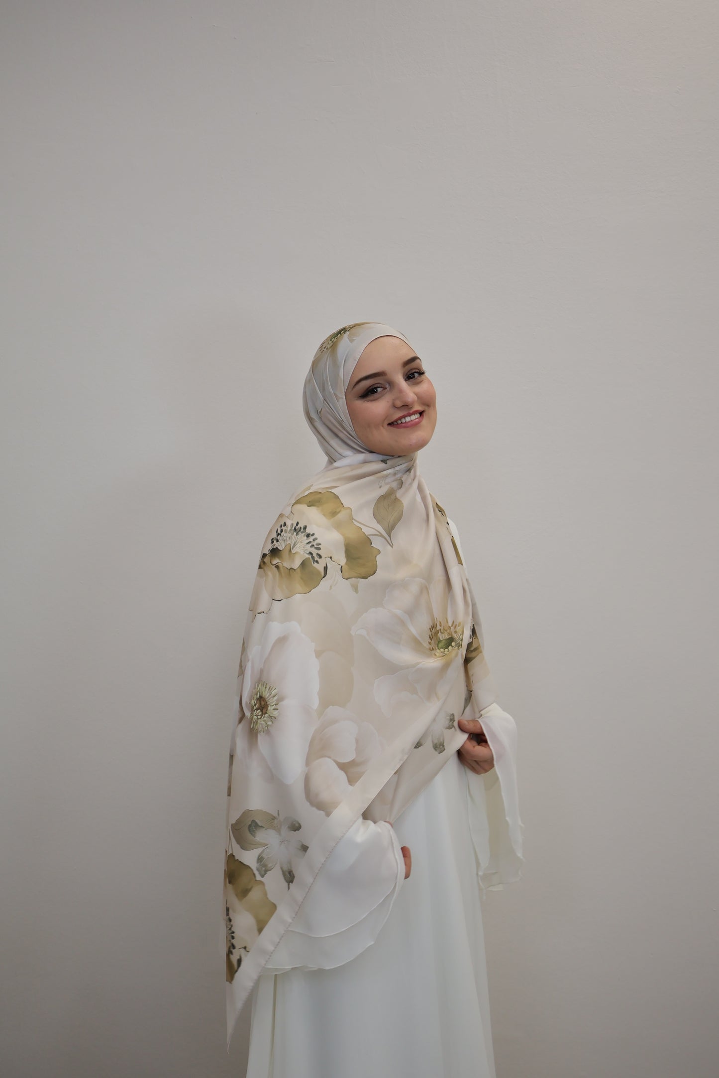 Satin Scarf Grün/Beige