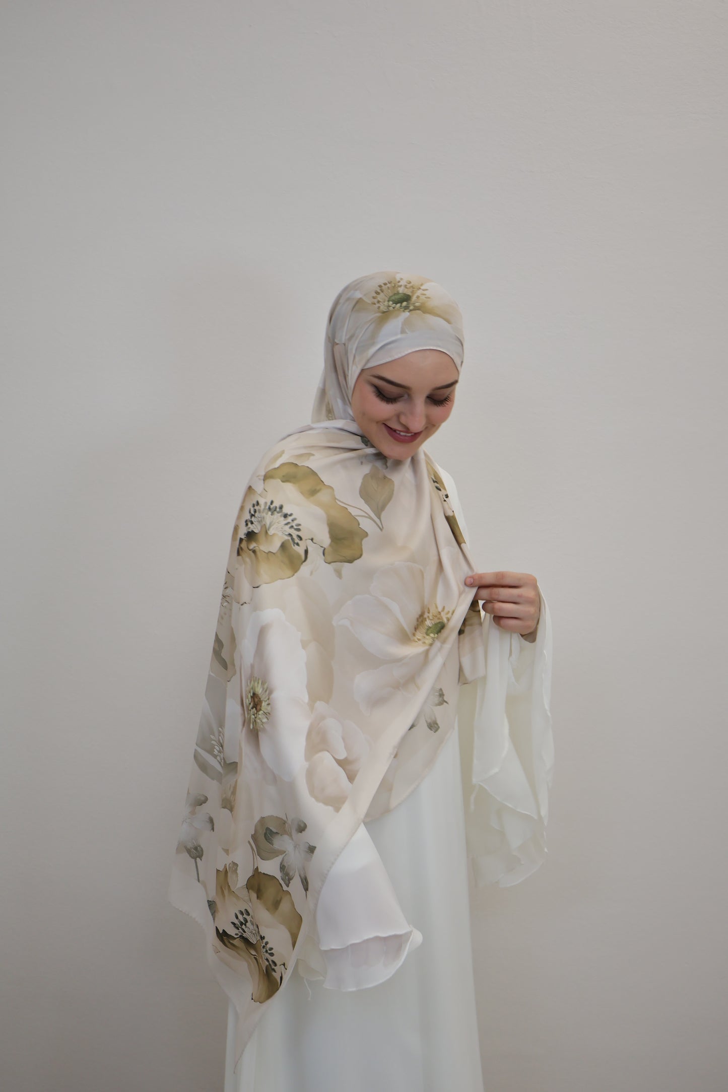 Satin Scarf Grün/Beige