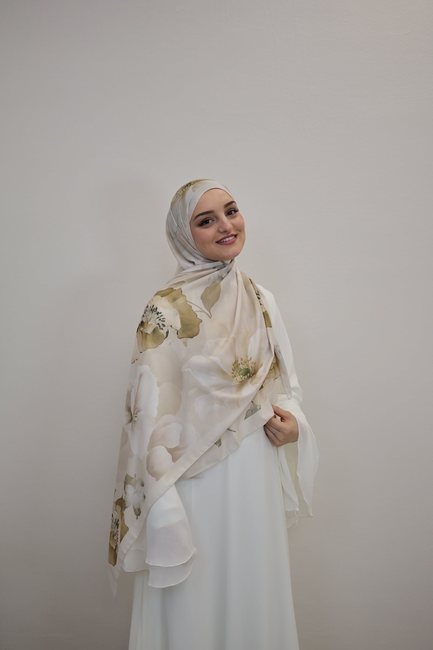 Satin Scarf Grün/Beige