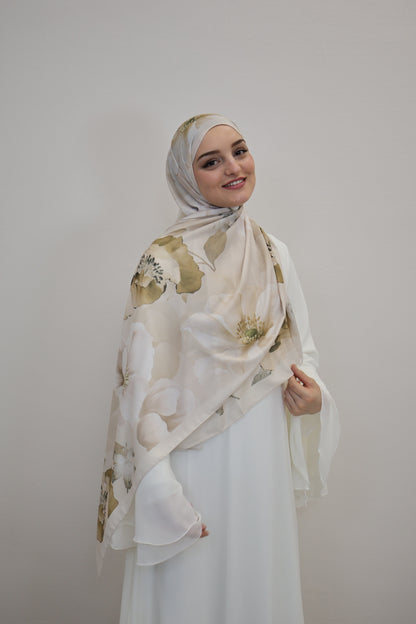 Satin Scarf Grün/Beige