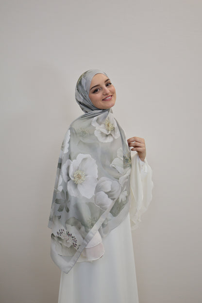 Satin Scarf Mint/Weiss