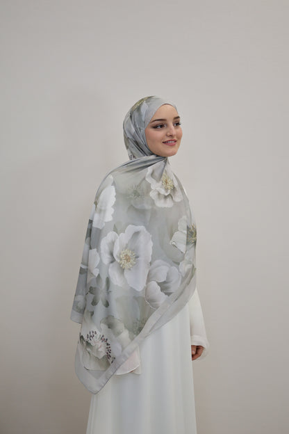 Satin Scarf Mint/Weiss