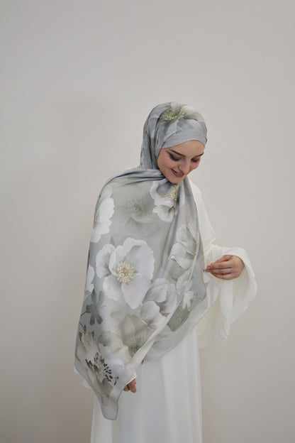 Satin Scarf Mint/Weiss