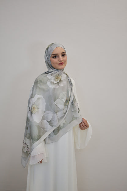 Satin Scarf Mint/Weiss