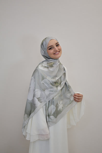 Satin Scarf Mint/Weiss