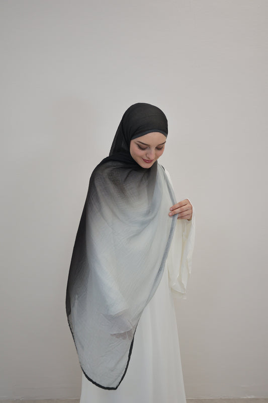 Musselin Zweifarbig Schwarz/Weiss