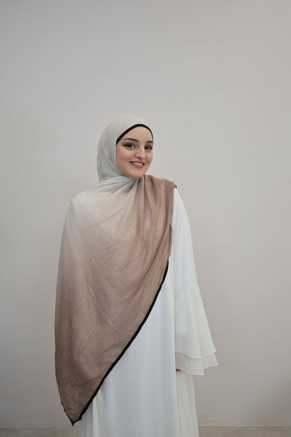 Musselin Zweifarbig Vizon/Weiss