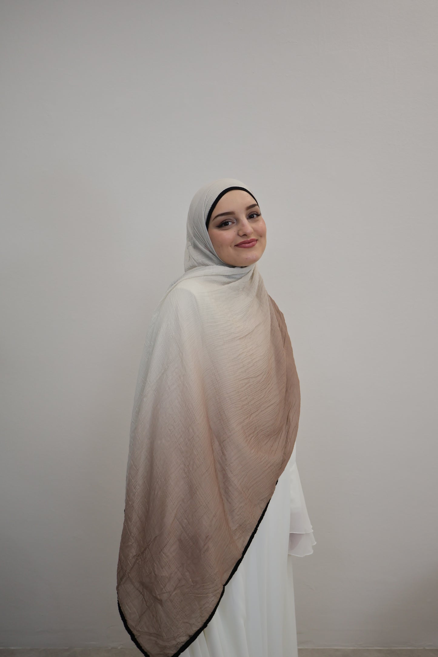 Musselin Zweifarbig Vizon/Weiss