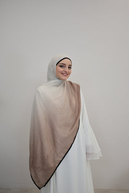 Musselin Zweifarbig Vizon/Weiss