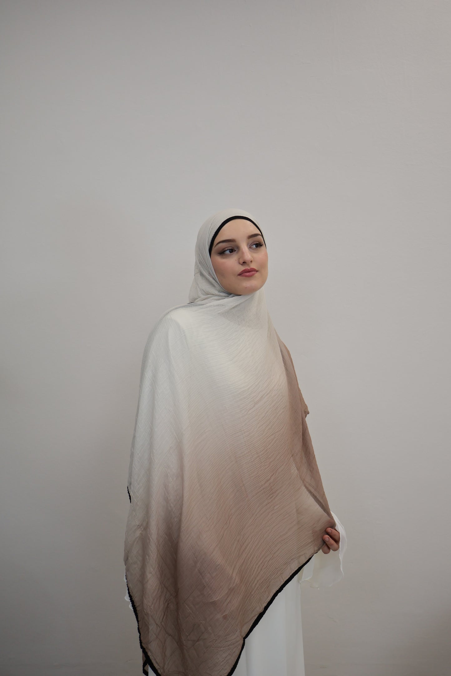 Musselin Zweifarbig Vizon/Weiss