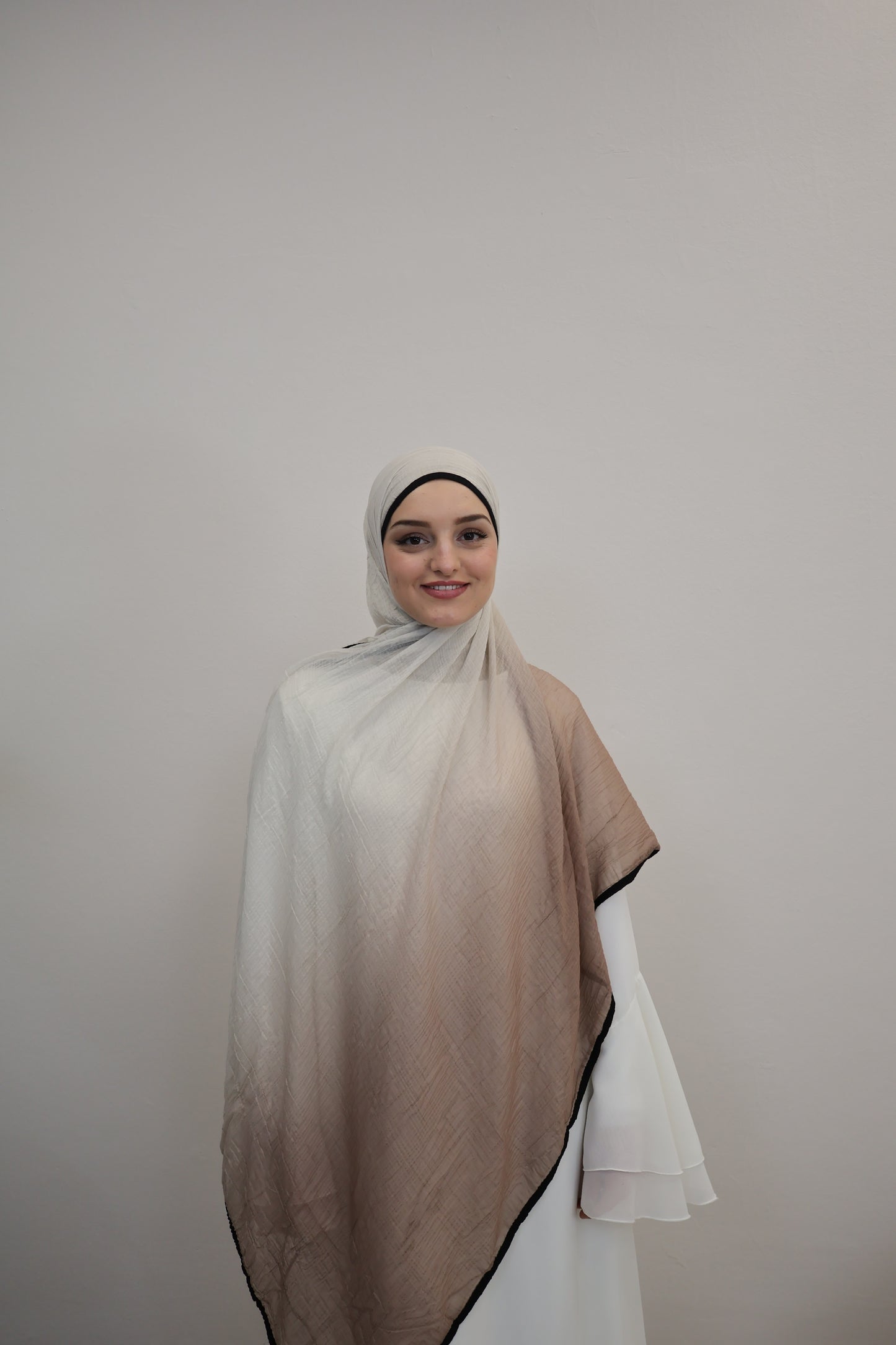 Musselin Zweifarbig Vizon/Weiss