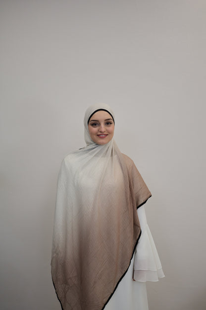 Musselin Zweifarbig Vizon/Weiss