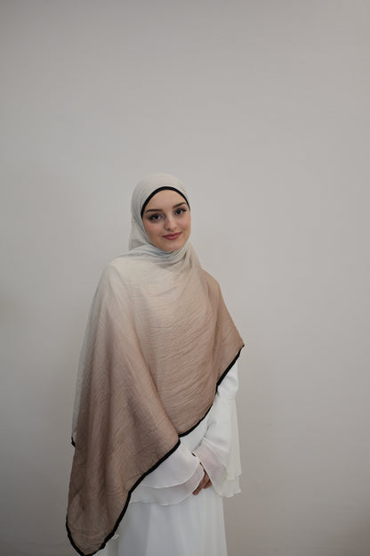 Musselin Zweifarbig Vizon/Weiss