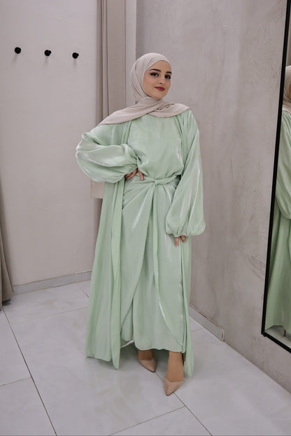 Glanz Abaya Mintgrün