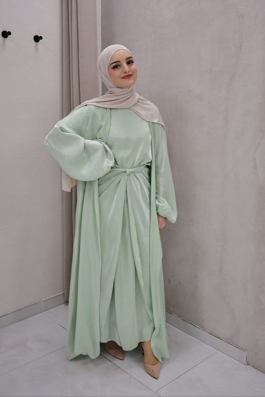 Glanz Abaya Mintgrün