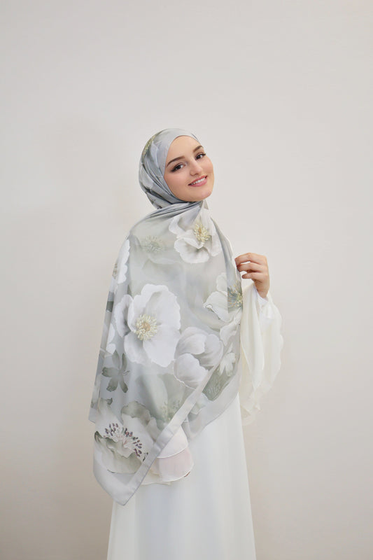 Satin Scarf Mint/Weiss
