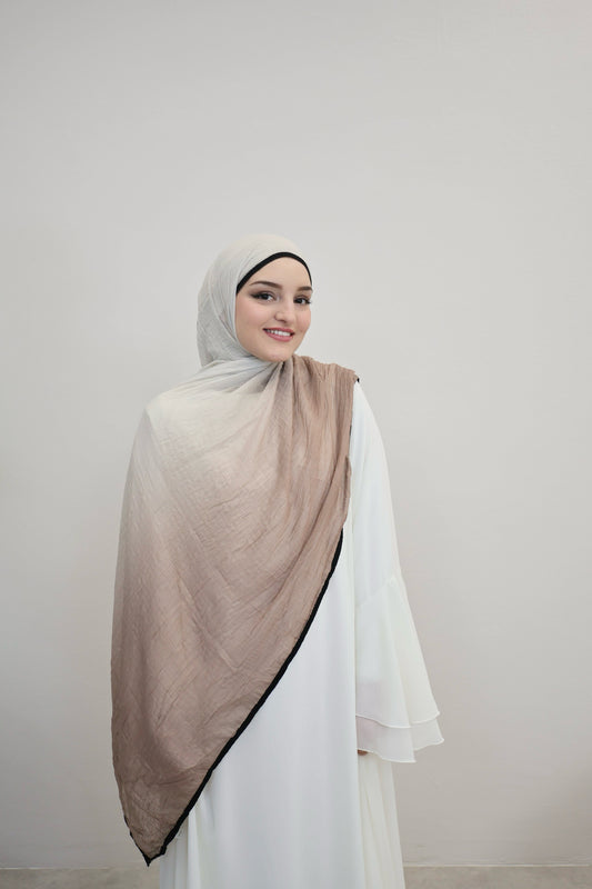 Musselin Zweifarbig Vizon/Weiss