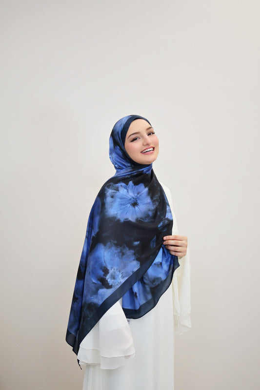 Satin Scarf Blau/Schwarz