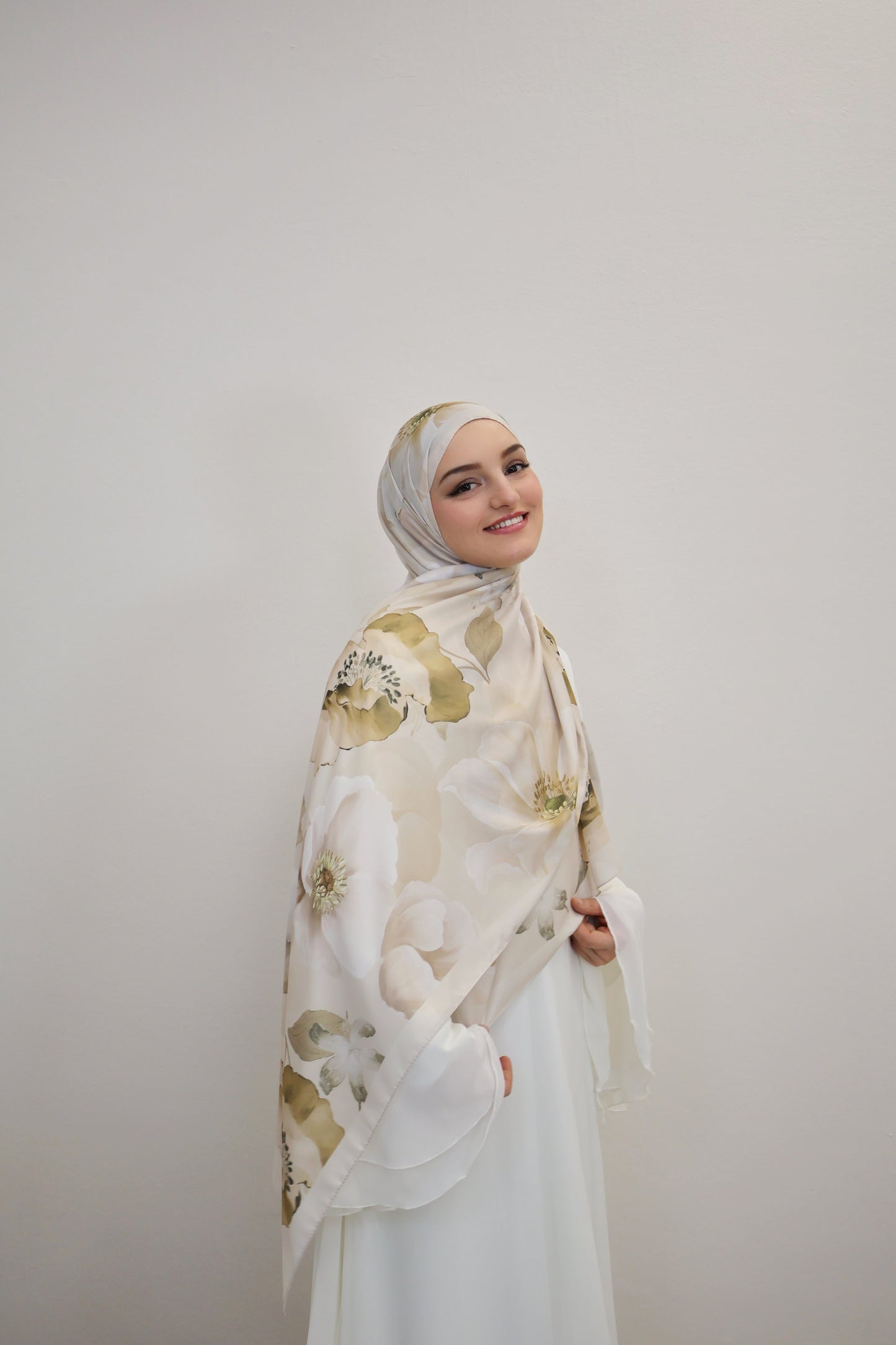 Satin Scarf Grün/Beige