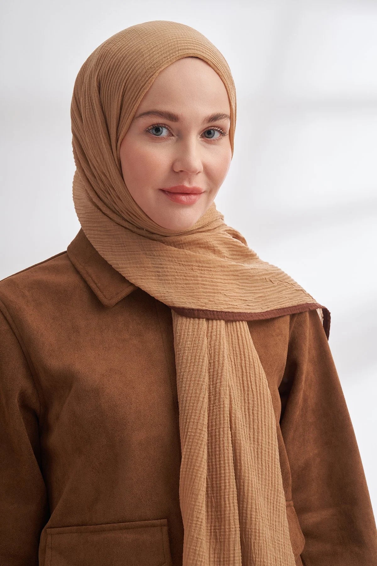 Musselin Randstreifen Vizon (Braun)